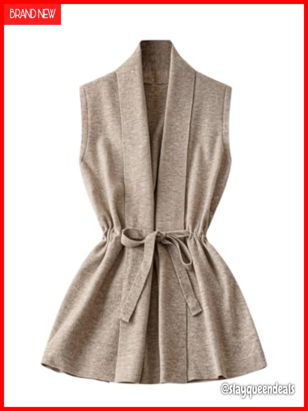 Sleeveless Long Vest Cardigan Sweater Lightweight Tie Front Open Neck Women